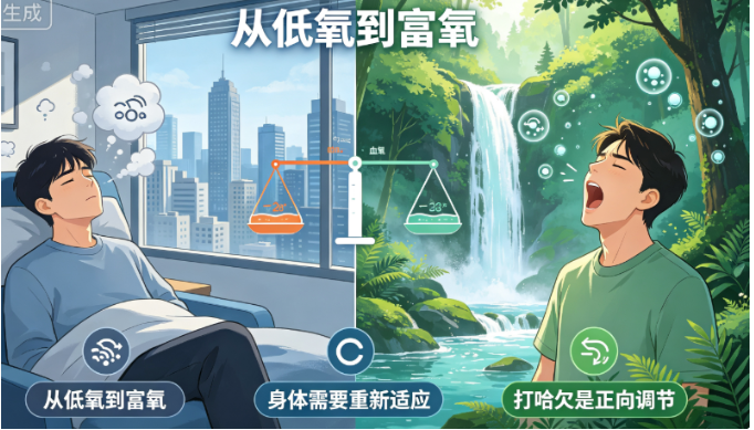 进瀑布山林 就头疼打哈欠？恭喜，负氧离子正在起效